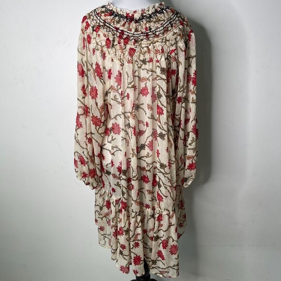 Free People Women's Cream Red Floral Keeping Up with Kara Tunic Size Large - Picture 7 of 13
